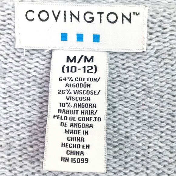Covington Women's Gray angora Knit blend Cardigan Notched Lapel sz M cottagecore - Picture 10 of 14